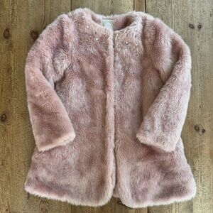 Disney Princess Blush Pink Faux Fur Girls Coat